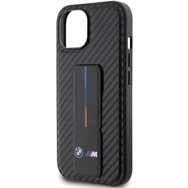 Coque Bmw Bmhcp15sgspcck IPhone 15 6.1" Black/Black Hardcase Grip Stand Smooth &amp; CarbonCase
