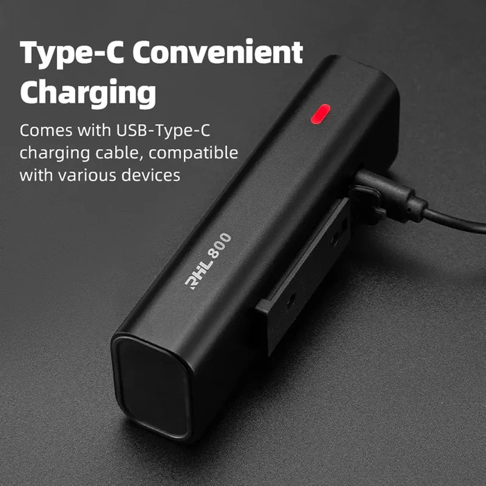 Rockbros 24710012001 luce anteriore per bicicletta 800 lm + cavo USB-C - USB-A - nero