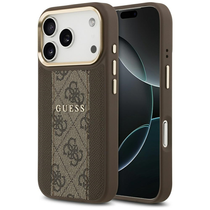 Etui Guess 4G Stripe MagSafe do iPhone   17 Pro brązowy