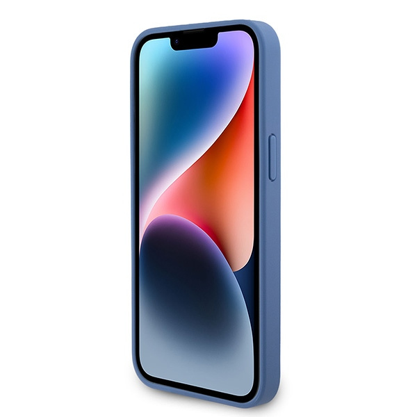 Funda Guess GUHCP15XP4TDPB iPhone 15 Pro Max 6.7" azul/azul durocase Piel 4G Triángulo Strass Case