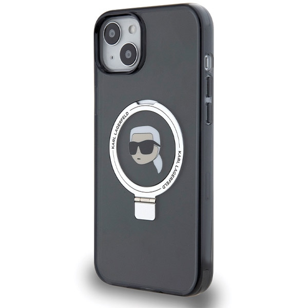 Cover Karl Lagerfeld KLHMP15SHMRSKHK iPhone 15 6,1" nero/nero rigidocase Anello Stand Karl Head MagSafe Case
