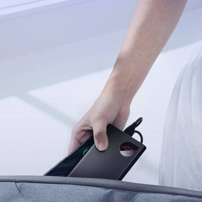 Baseus Adaman Metal avec charge rapide 10000mAh 22.5W (Overseas Edition 2021) noir + câble USB-A - USB-C 3A 0.3m noir