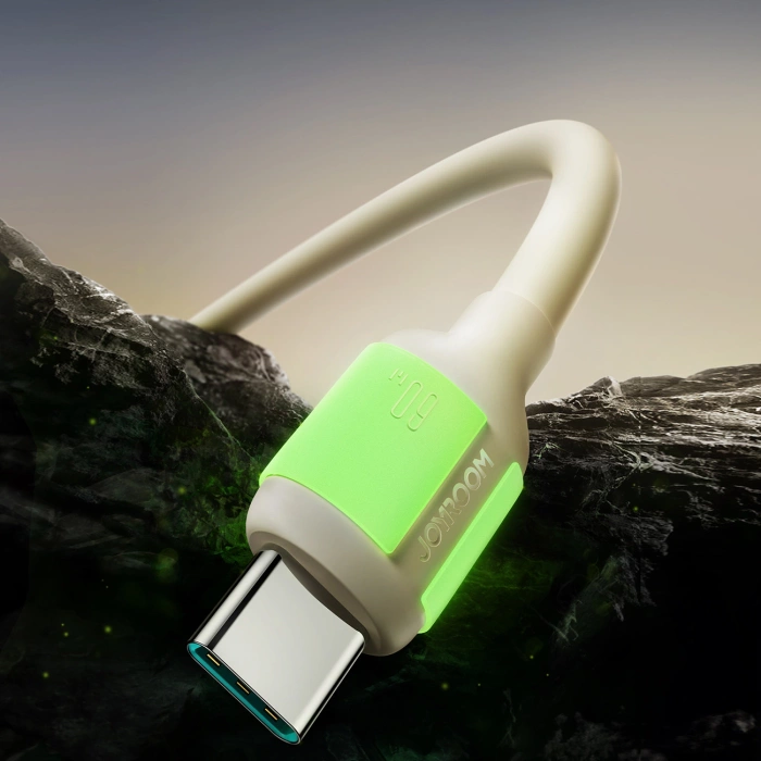 Joyroom S-A53 60W USB-C Kabel - USB-C mit fluoreszierender Spitze 1,2 m - beige
