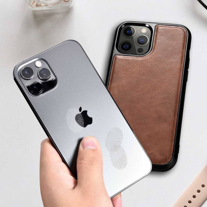 iCarer Leather Oil Wax coque en cuir véritable pour iPhone 12 Pro Max noir (ALI1206-BK)