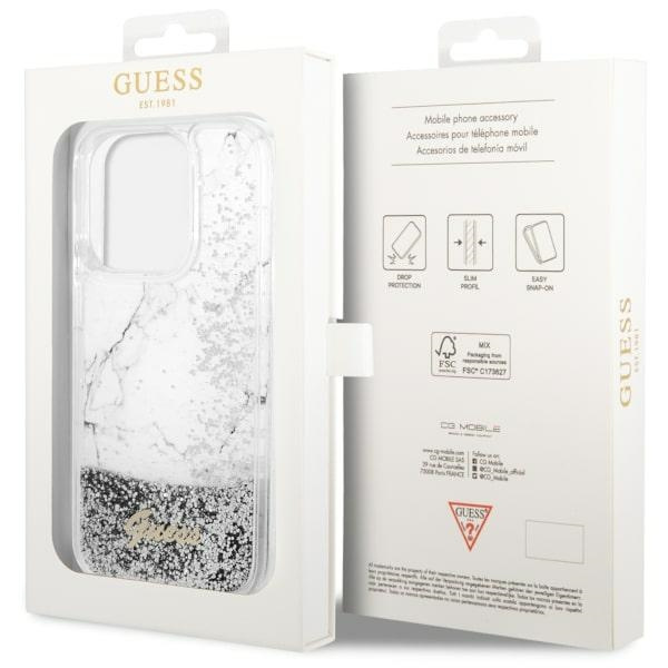 Funda Guess GUHCP14LLCSGSGH iPhone 14 Pro 6.1" blanco/blanco durocase Liquid Glitter Mármol Case