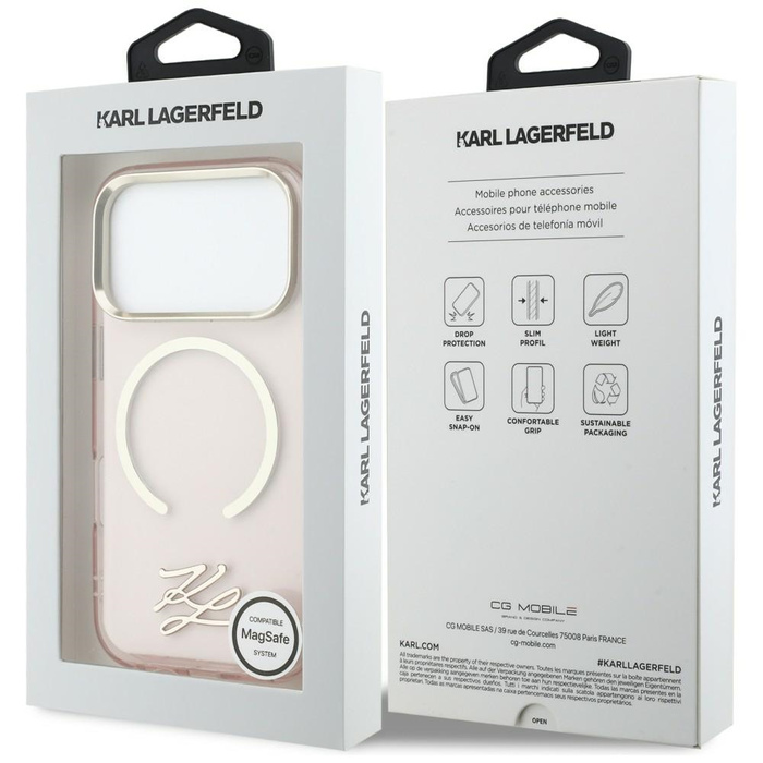 Etui Karl Lagerfeld IML KL Script Logo   MagSafe do iPhone 17 Pro Max różowy