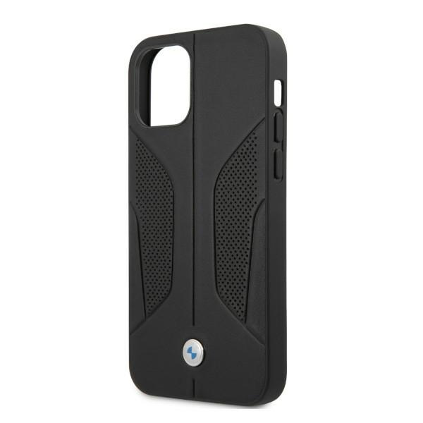 BMW Case Apple iPhone 12 Pro Max Leather Perforate Sides Black Hardcase