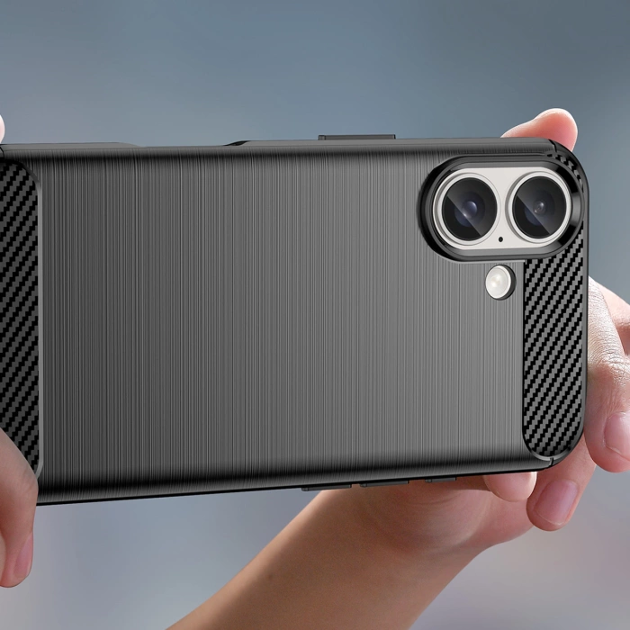 Carbon Case for iPhone 16 Plus Silicone Case - Black