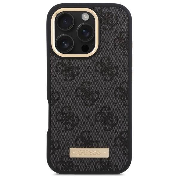 Etui Guess iPhone 16 Pro 6.3" czarny/black hardcase 4G Logo Plate MagSafe