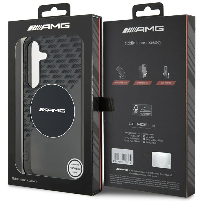 Etui AMG Transparent Rhombs MagSafe do    Samsung Galaxy S25 czarny