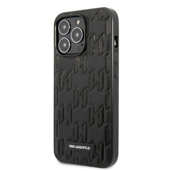 Hülle KARL LAGERFELD Apple iPhone 13 Pro Max Monogramm Plaque Schwarz Hartcase