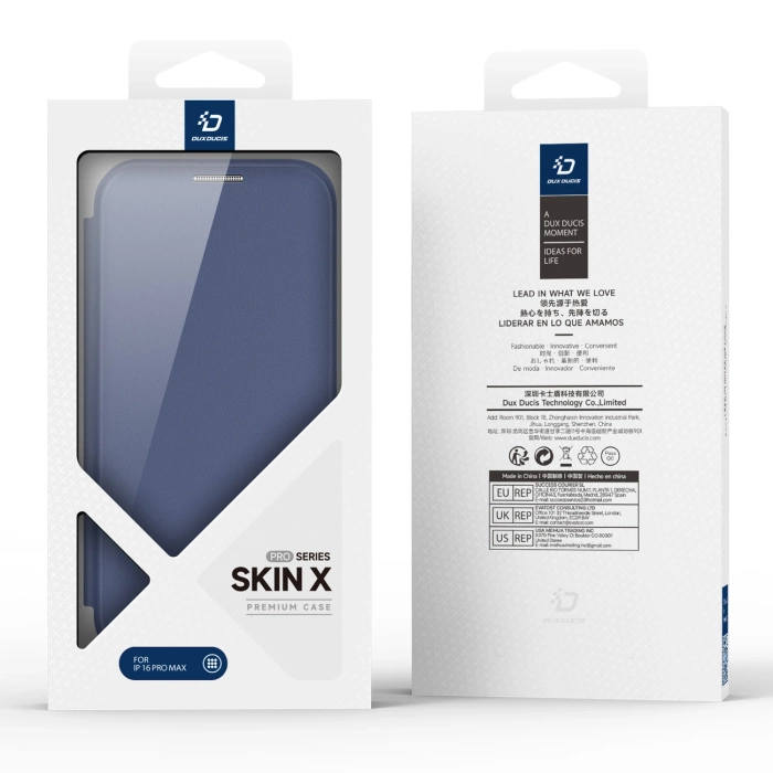 Dux Ducis Skin X Pro Case for iPhone 16 Pro Max with MagSafe and Flip - Blue