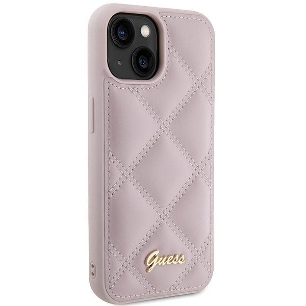 Etui Guess GUHCP15SPSQSQSP iPhone 15 6.1" różowy/pink hardcase Quilted Metal Logo Case