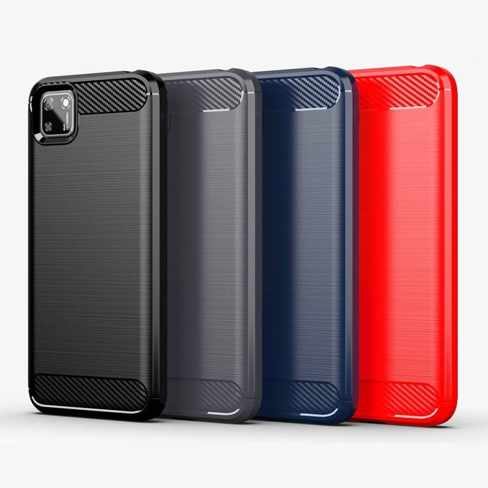 Carbon Case Flexibel Handyhülle TPU Schutzhülle für Huawei Y5p schwarz