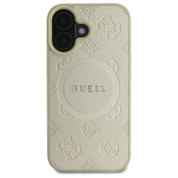Etui Guess iPhone 16 6,1" złoty/gold HC MagSafe Safiano Peony Classic Logo