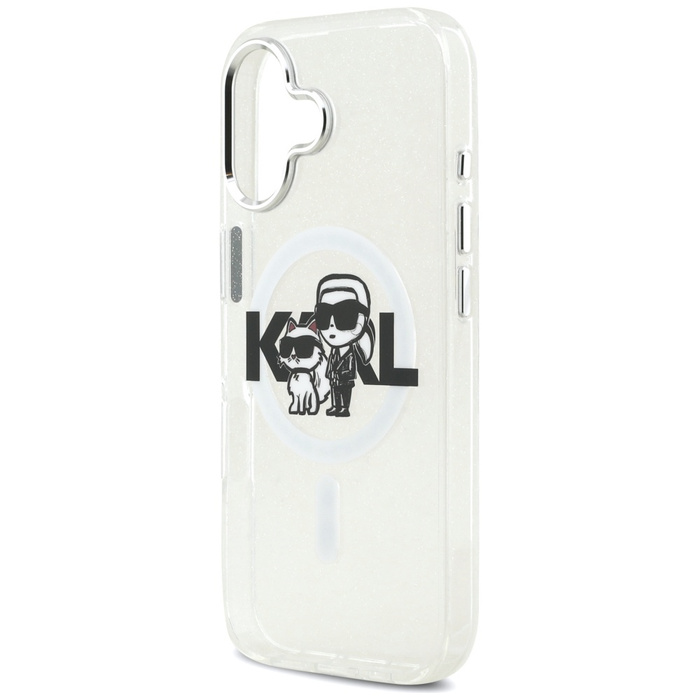 Etui Karl Lagerfeld IML Glitter Karl &   Choupette Sketch Logo MagSafe do iPhone 17 przezroczysty