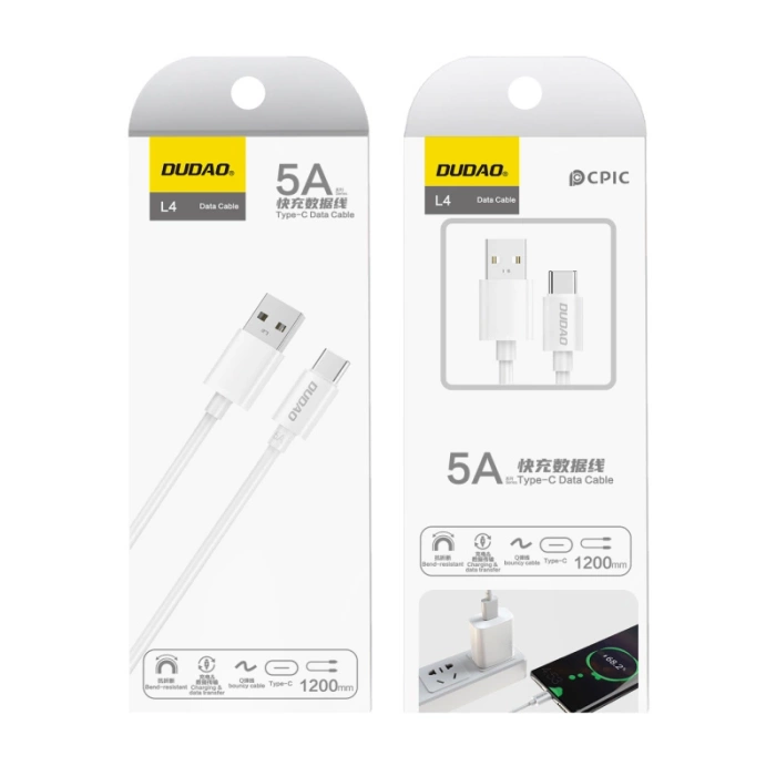 Cavo Dudao USB Tipo C 2.1A 1m bianco (L4T 1m bianco)