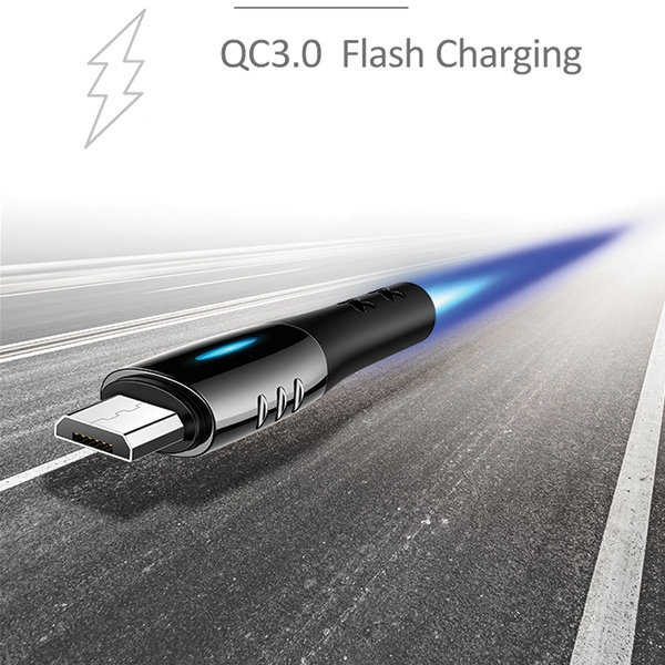 Kábel Opletený USAMS MicroUSB U-Tone Power-off 2A Rýchle nabíjanie 1,2 m čierny