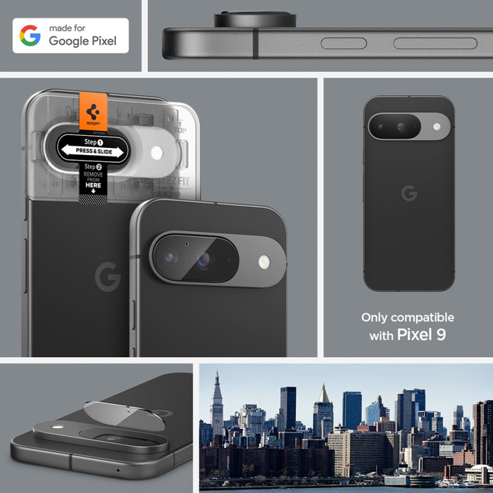 Spigen PROTEZIONE FOTOCAMERA OPTIK.TR "EZ FIT" PROTEZIONE FOTOCAMERA 2-PACK GOOGLE PIXEL 9 CRYSTAL CLEAR