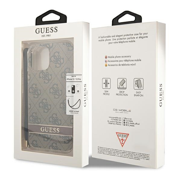 Guess GUOHCP12MH4STW iPhone 12/12 Pro braun/braun hartcase 4G Print Strap
