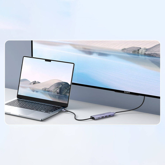 Multifunkčné zariadenie 5 v 1 USB-C - HDMI 1.4 / 3 x USB-A / USB-C PD 100W Ugreen CM511 - sivé