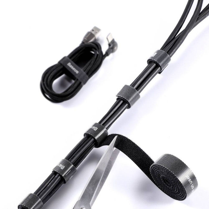 Baseus Rainbow Circle Hook and Loop Straps - Velcro Organizador de cables con cinta de velcro 3m negro (ACMGT-F01)