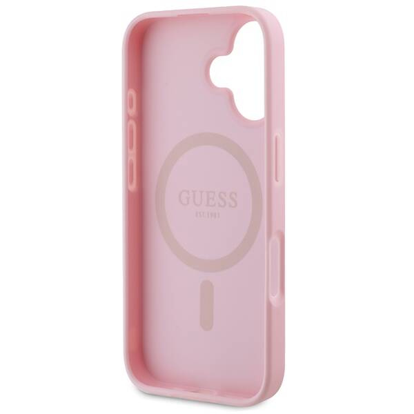 Etui Guess iPhone 16 Plus 6.7" różowy/pink hardcase Peony Script Logo MagSafe