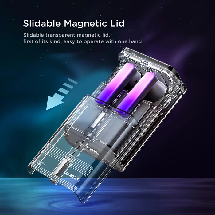 Cuffie wireless TWS Joyroom JR-TC1 IceLens Series con luci LED - nere