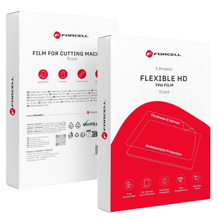 Folia do cięcia do plotera Forcell F-Protect Flexible TABLET HD dla tabletów do 13" 10 sztuk transparentna