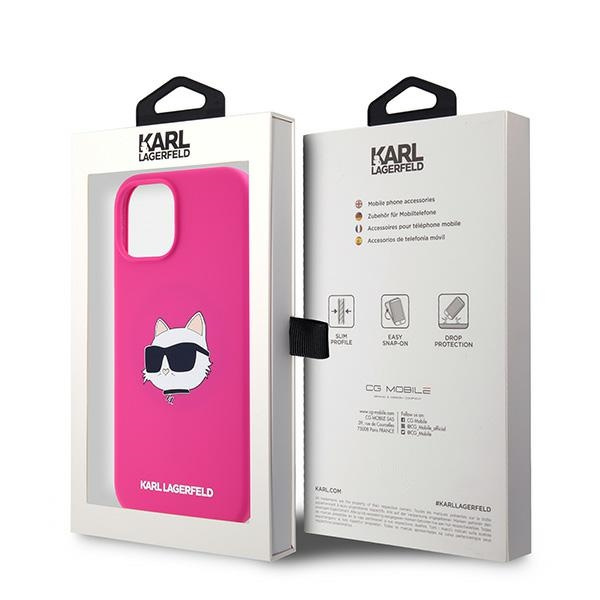 Etui Karl Lagerfeld KLHMP15SSCHPPLF iPhone 15 / 14 / 13 6.1" różowy/fuschia hardcase Silicone Choupette Head MagSafe