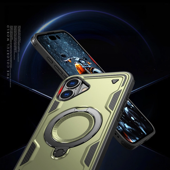 Hybrid Armor Trendige Hülle mit MagSafe für iPhone 16 – Grün