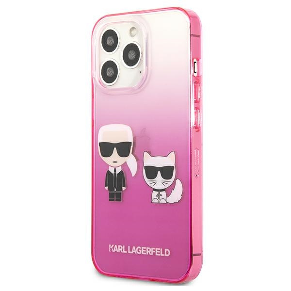 Case KARL LAGERFELD Apple iPhone 13 13 Pro Gradient Ikonik Karl &amp; Choupette Pink Hardcase