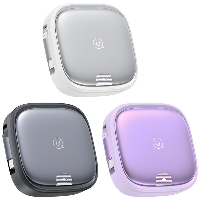 USAMS Kabel rozwijany 3w1 z pudełkiem MicroUSB/USB-C/Lightning 60W srebrny/silver SJ650USB02 (US-SJ650)