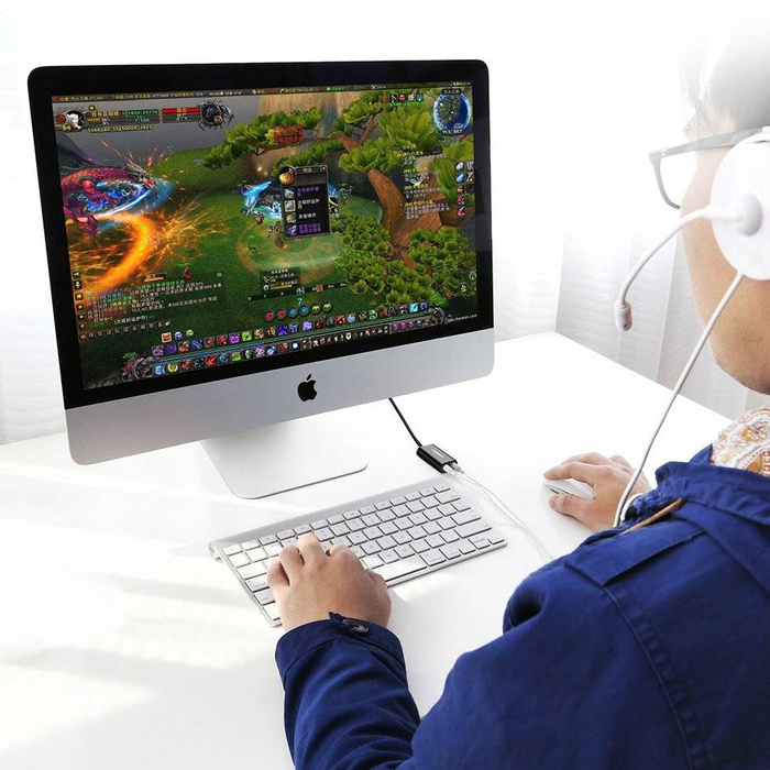 Ugreen external sound card music adapter USB - 3.5 mm mini jack 15 cm white (US205 30143)