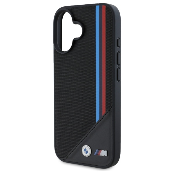 Cover BMW iPhone 16 6,1" nero/nero durocase M Meshed Tricolor Stripes MagSafe