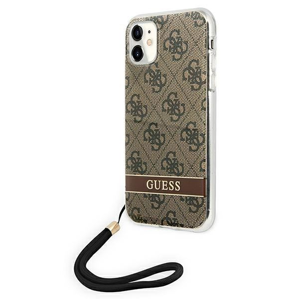 Case GUESS Apple iPhone 11 4G Print Strap Brown Hardcase