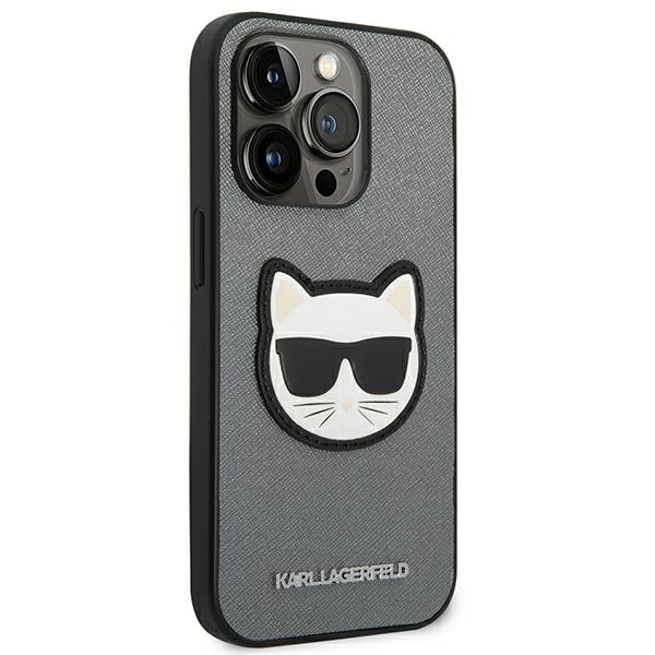 Case Karl Lagerfeld iPhone 14 Pro 6.1" hardcase silver/silver Saffiano Choupette Head Patch