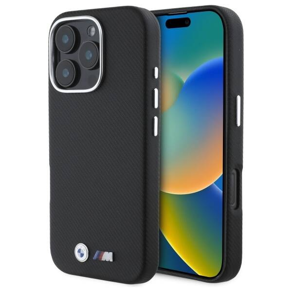 Case BMW iPhone 16 Pro Max 6.9" black/black hardcase M Edition Kevlar wrapped metal
