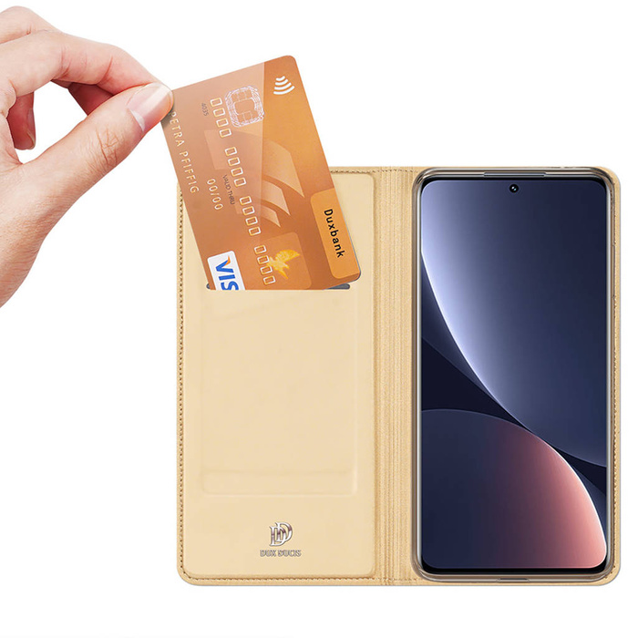 Dux Ducis Skin Pro obal Xiaomi 13 Pro flip cover card wallet stand gold