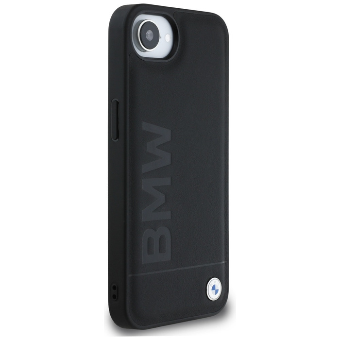 Coque BMW Leather Hot Stamp pour iPhone 16e noir