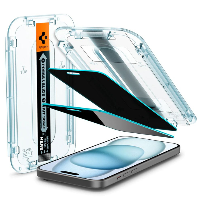 Tempered Glass Spigen Glas.tr "ez Fit" 2-pack iPhone 15 Soukromí