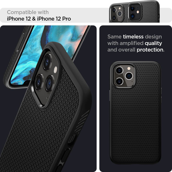 Telefontok SPIGEN iPhone  12 / 12 Pro Liquid Air matt fekete fekete tok