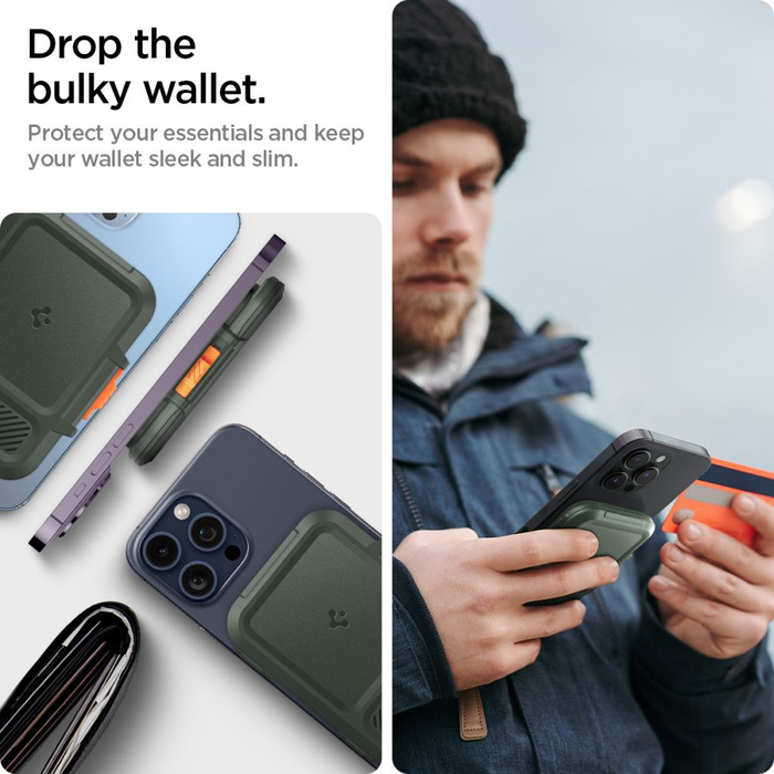 WALLET MagASEF Spigen LOCK FIT UNIVERSAL CARD HOLDER KHAKI GREEN