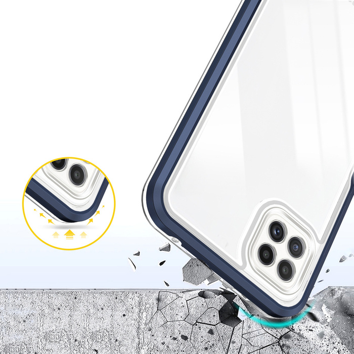 Custodia trasparente 3in1 per Samsung Galaxy A22 5G Frame Gel Cover blu