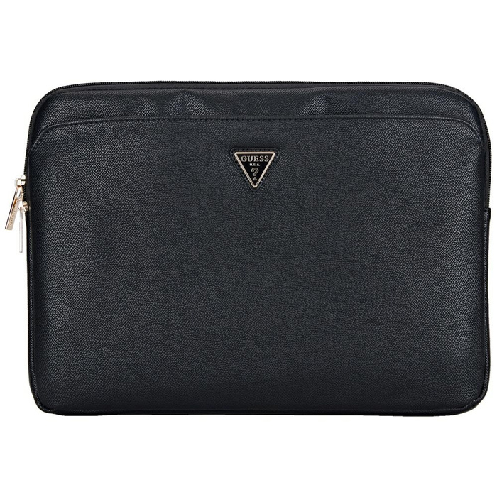 Torba Guess Sleeve 14" Grained Zipper    Pocket Triangle Logo czarny