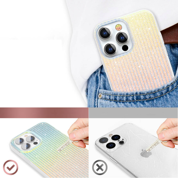 Kingxbar Travel Series Luxury Elegant Case für iPhone 13 Pro Blau / Orange (Wolken)