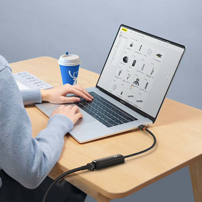 Adaptador de red USB Tipo C externo Baseus Lite Series - RJ-45 1Gbps (1000Mbps) negro (WKQX000301)