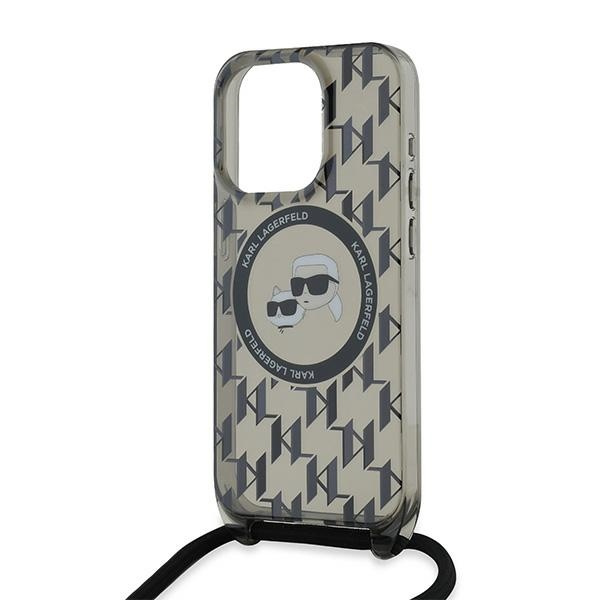 Etui Karl Lagerfeld KLHMP15LHCKCKLCK iPhone 15 Pro 6.1" czarny/black hardcase IML Crossbody Monogram Karl & Choupette Head MagSafe