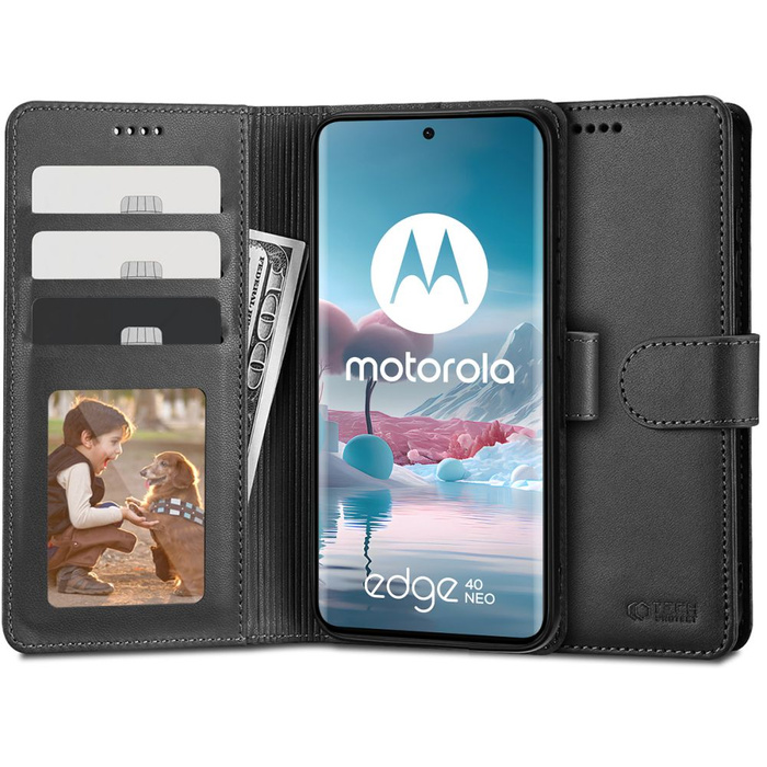 Case Tech-protect Wallet Motorola Edge 40 Neo Black