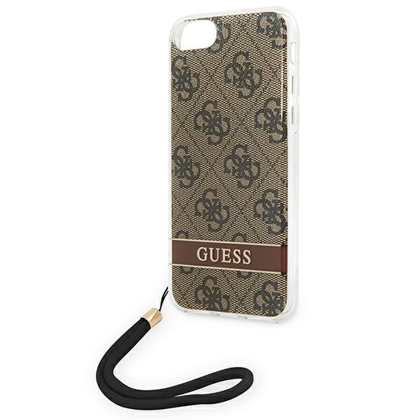 Hülle GUESS Apple iPhone SE 2022 SE 2020 7 8 4G Print Strap Braun Hartcase